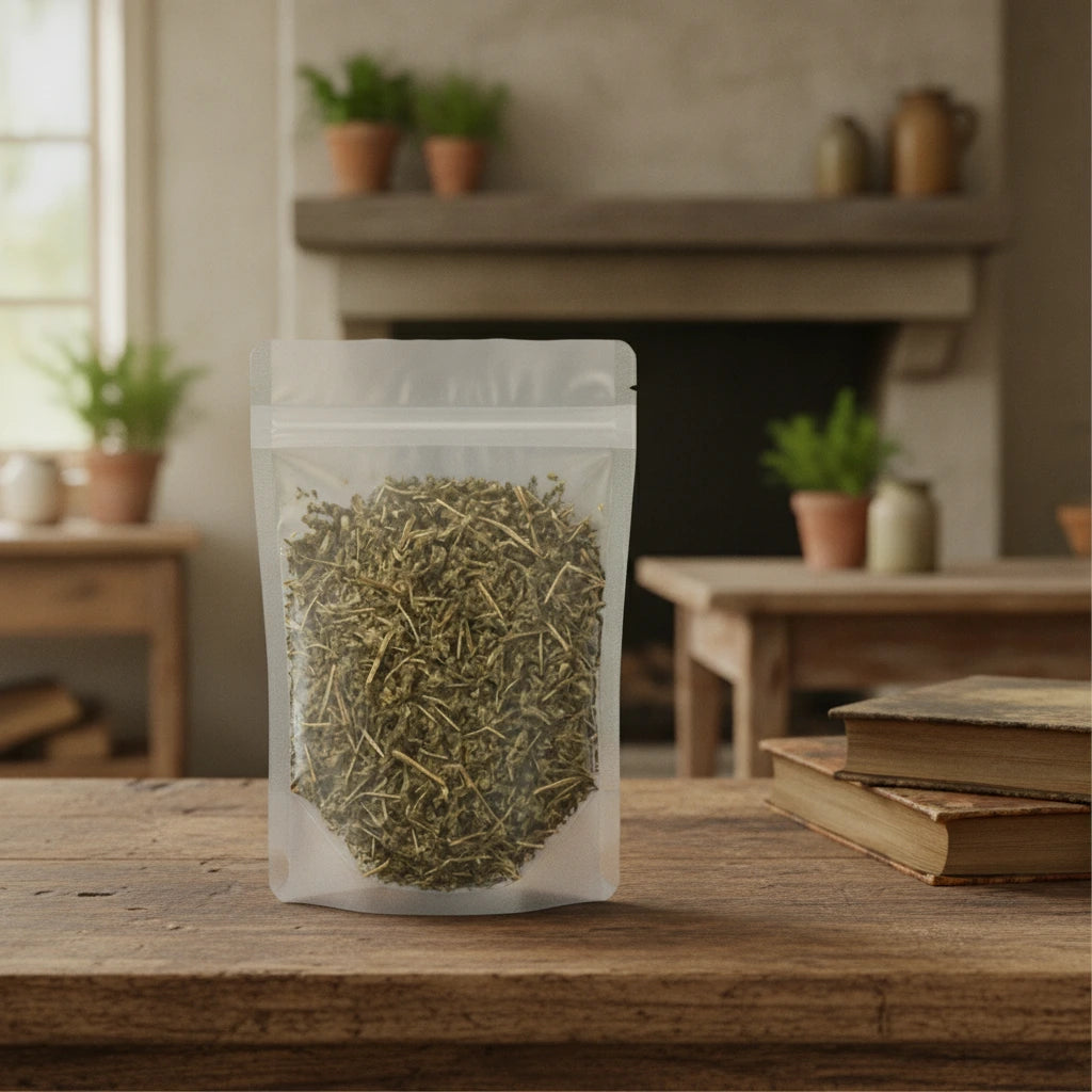 Hairy Euphoria Herb Whole (Euphorbia Hirta) | The herb/berry/powder/fruit/root/bark that is in the black bowl, i would like it to shown in a plastic stand up resalable pouch that is clear.