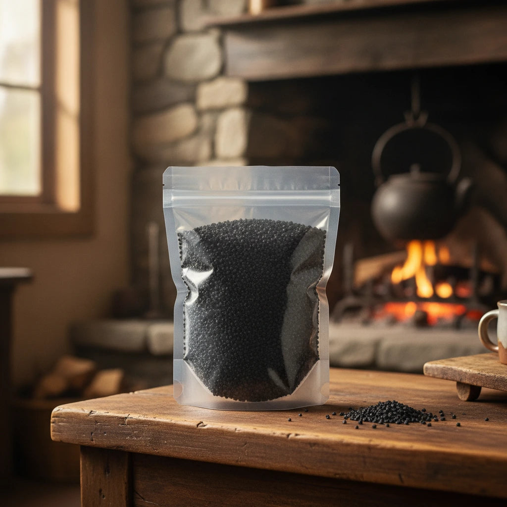 Hawaiian Black Sea Salt | The herb/berry/powder/fruit/root/bark that is in the black bowl, i would like it to shown in a plastic stand up resalable pouch that is clear.