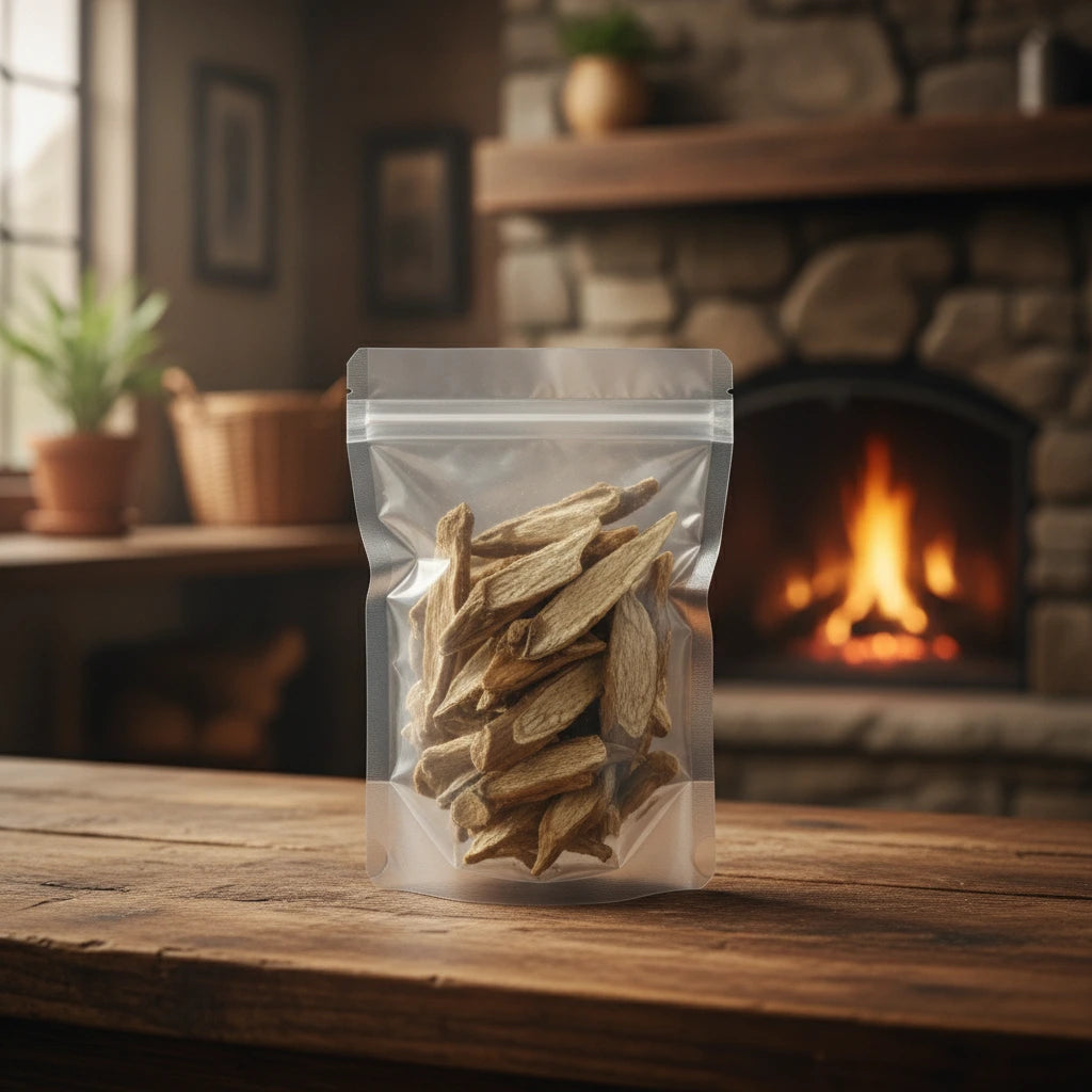 Heartleaf Moonseed Vine Stem Pieces (Tinospora Sinensis) | The herb/berry/powder/fruit/root/bark that is in the black bowl, i would like it to shown in a plastic stand up resalable pouch that is clear.