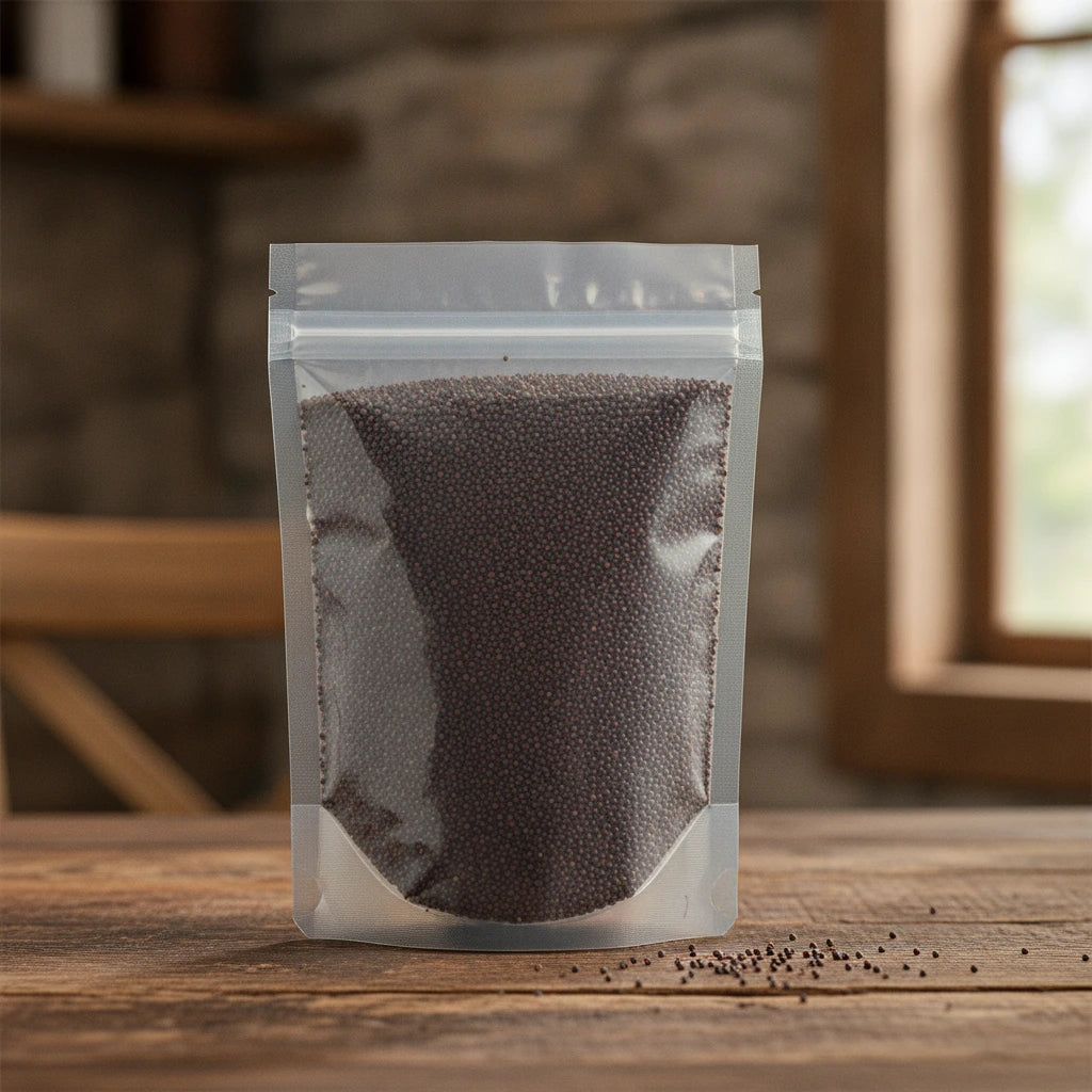 Henbane Seed Whole (Hyoscyamus Niger) | The herb/berry/powder/fruit/root/bark/seeds that is in the black bowl, i would like it to shown in a plastic stand up resalable pouch that is clear.