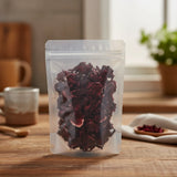 Hibiscus Flowers Whole (Hibiscus Sabdariffa) | The herb/berry/powder/fruit/root/bark that is in the black bowl, i would like it to shown in a plastic stand up resalable pouch that is clear.
