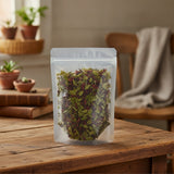 Hibiscus Mint Herbal Tea | The herb/powder/tea that is in the black bowl, i would like it to shown in a plastic stand up resalable bag that is clear.