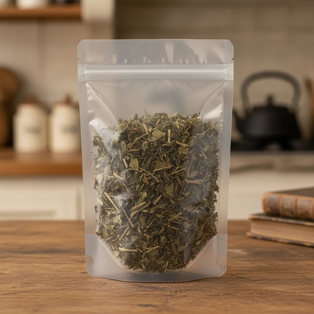 Isatis Leaf Whole (Isatis Tinctoria) | The herb/berry/powder/fruit/root/bark that is in the black bowl, i would like it to shown in a plastic stand up resalable pouch that is clear.