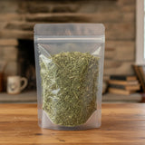 Jewelweed Herb Cut (Impatiens Pallida) | The herb/berry/powder/fruit/root/bark that is in the black bowl, i would like it to shown in a plastic stand up resalable pouch that is clear.