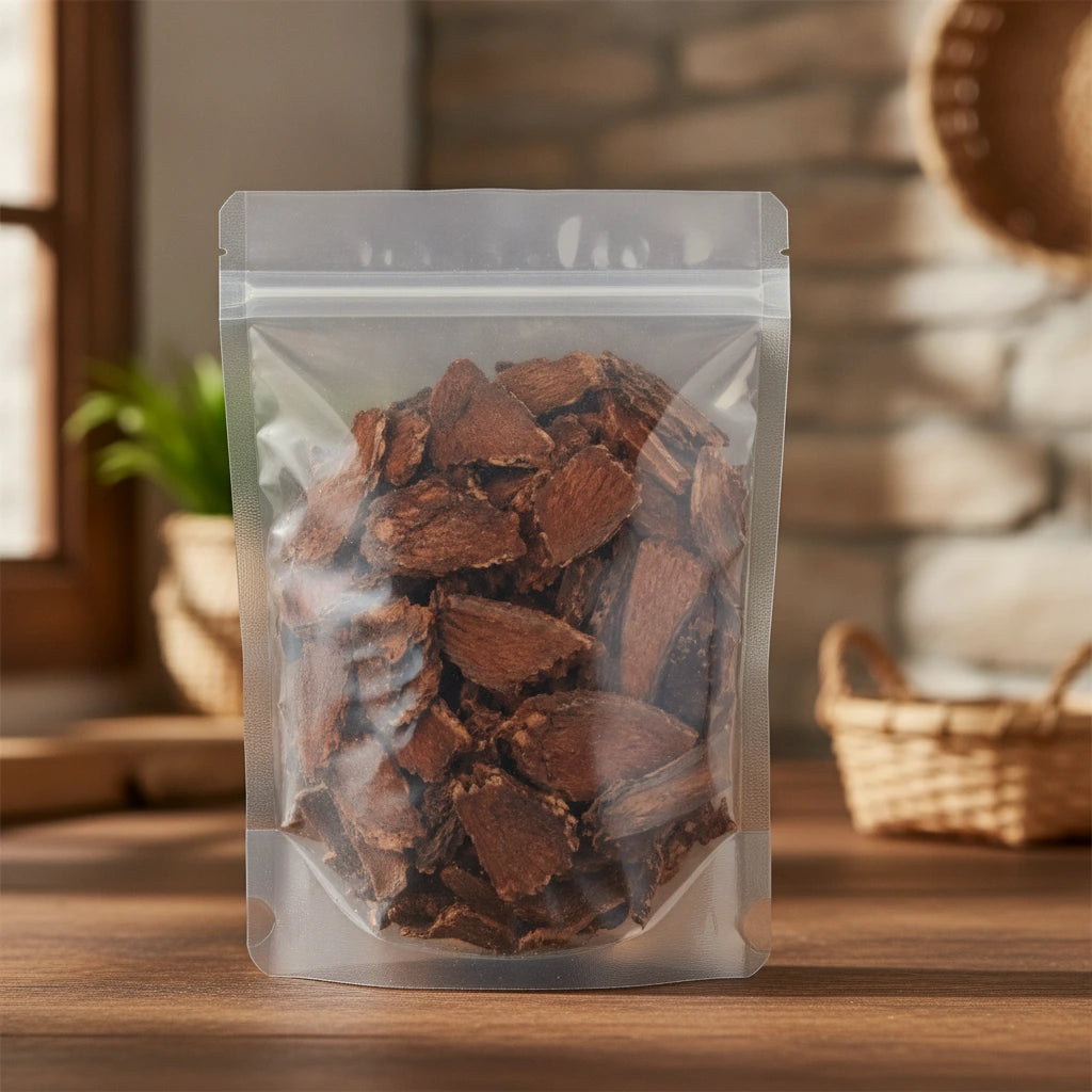Jezebel Root Pieces (Iris Hexagona) | The herb/berry/powder/fruit that is in the black bowl, i would like it to shown in a plastic stand up resalable bag that is clear.