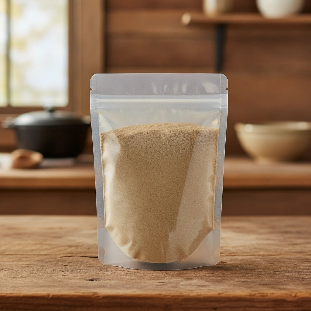 Lavender Flowers Powder (Lavandula Angustifolia) | The herb/berry/powder/fruit/root/bark that is in the black bowl, i would like it to shown in a plastic stand up resalable pouch that is clear.