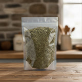 Lemon Balm Leaf Cut (Melissa Officinalis) | The herb/berry/powder/fruit/root/bark that is in the black bowl, i would like it to shown in a plastic stand up resalable pouch that is clear.