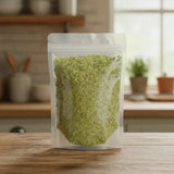 Lemon Myrtle Leaf Cut (Backhousia Citriodora) | The herb/berry/powder/fruit/root/bark that is in the black bowl, i would like it to shown in a plastic stand up resalable pouch that is clear.
