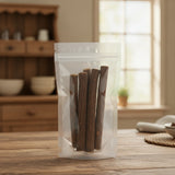 Licorice Root Whole Sticks (Glycyrrhiza Glabra) | The herb/berry/powder/fruit/root/bark that is in the black bowl, i would like it to shown in a plastic stand up resalable pouch that is clear.