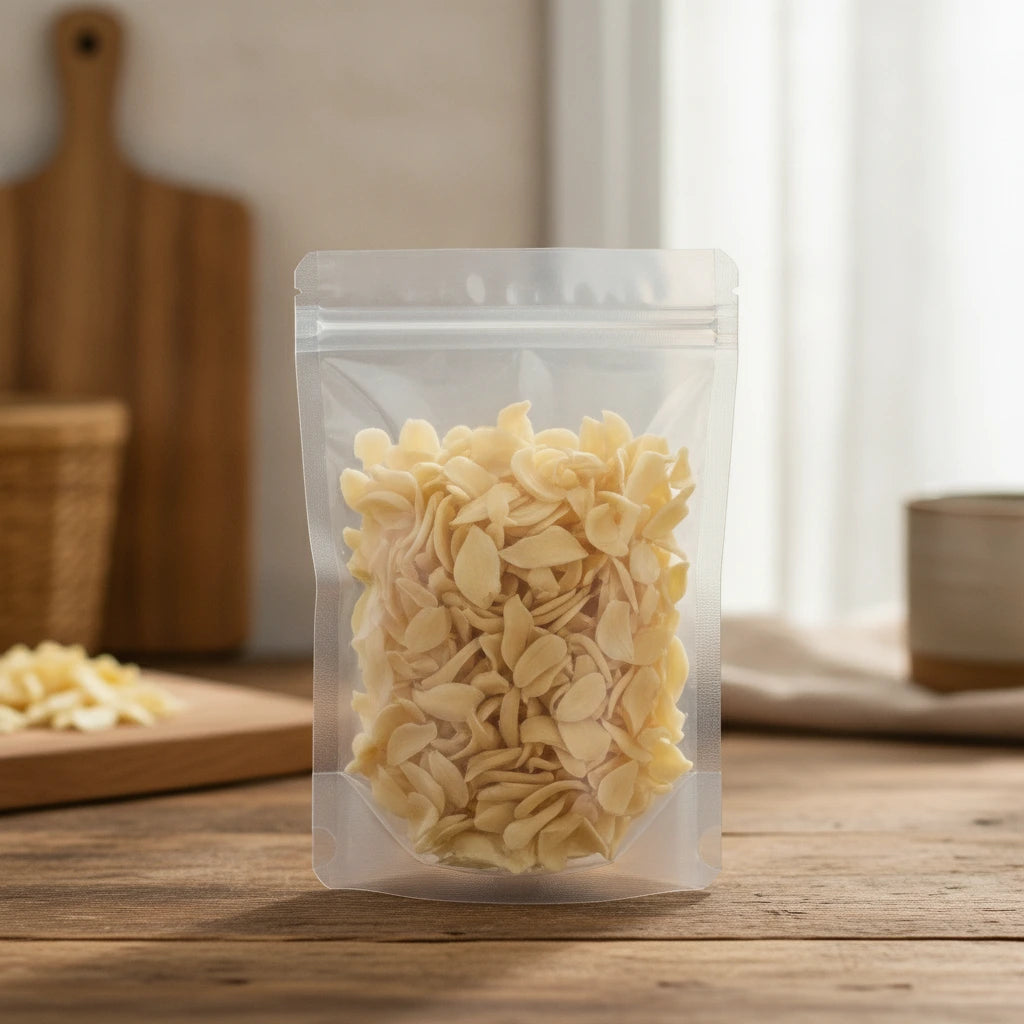 Lily Bulb (Lilium Lancifolium) | The herb/berry/powder/fruit/root/bark that is in the black bowl, i would like it to shown in a plastic stand up resalable pouch that is clear.