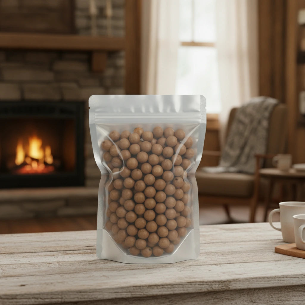 Lotus Seed Whole (Nelumbo Nucifera) | The herb/berry/powder/fruit/root/bark/seeds that is in the black bowl, i would like it to shown in a plastic stand up resalable pouch that is clear.