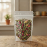 Mama To Be Herbal Tea | The herb/powder/tea that is in the black bowl, i would like it to shown in a plastic stand up resalable bag that is clear.