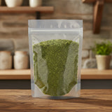 Moringa Leaf Cut (Moringa Oleifera) | The herb/berry/powder/fruit/root/bark that is in the black bowl, i would like it to shown in a plastic stand up resalable pouch that is clear.