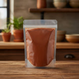 New Mexico Chili Pepper Powder (Capsicum Annuum) | The herb/berry/powder/fruit/root/bark that is in the black bowl, i would like it to shown in a plastic stand up resalable pouch that is clear.