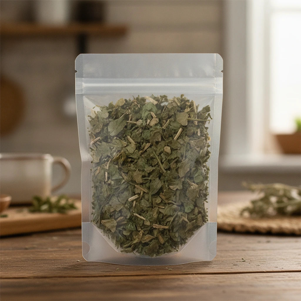 Ngai Camphor Leaf Whole (Blumea Balsamifera) | The herb/berry/powder/fruit/root/bark that is in the black bowl, i would like it to shown in a plastic stand up resalable pouch that is clear.