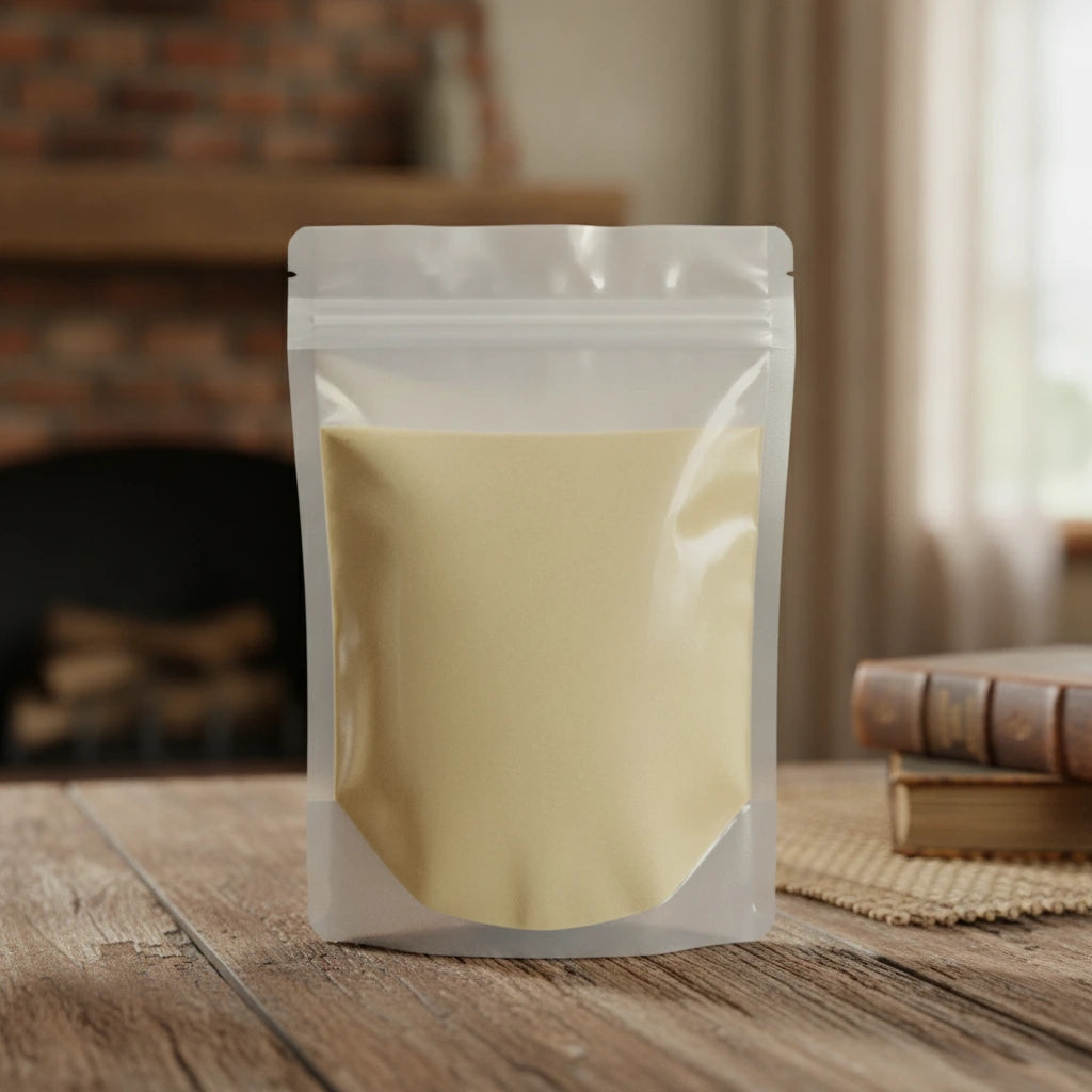Nutritional Yeast Powder (Saccharomyces Cerevisiae) | The herb/berry/powder/fruit/root/bark that is in the black bowl, i would like it to shown in a plastic stand up resalable pouch that is clear.