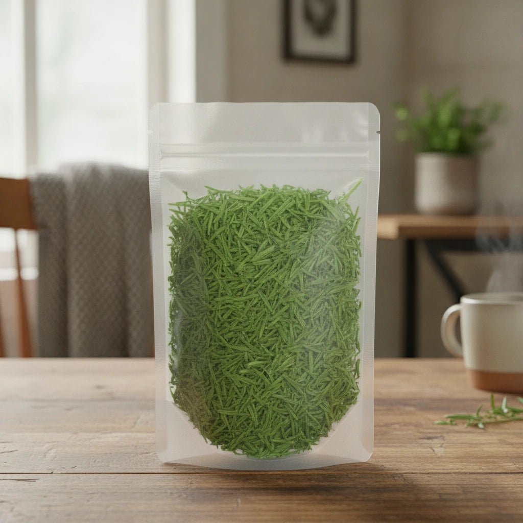 Oatstraw Herb Cut (Avena Sativa) | The herb/berry/powder/fruit/root/bark that is in the black bowl, i would like it to shown in a plastic stand up resalable pouch that is clear.