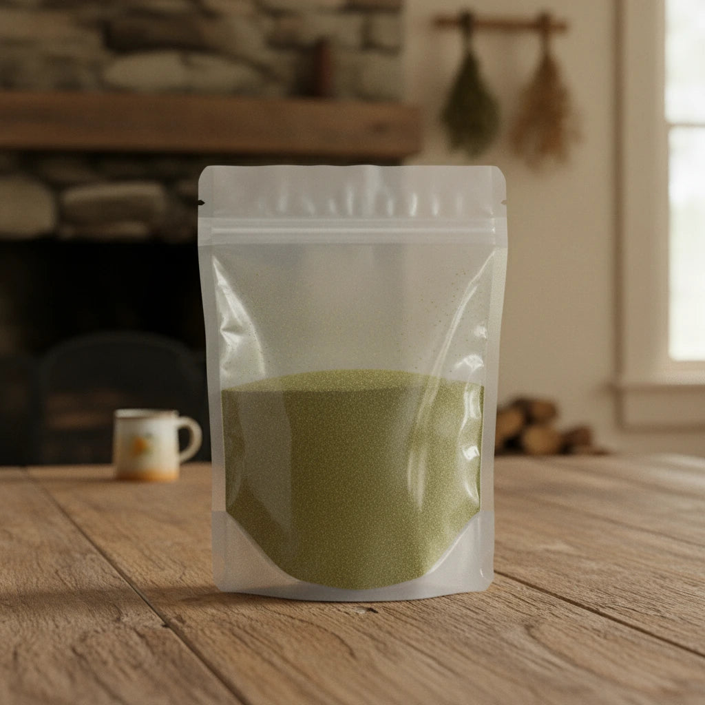 Oregano Powder (Lippia Graveolens) | The herb/berry/powder/fruit/root/bark that is in the black bowl, i would like it to shown in a plastic stand up resalable pouch that is clear.