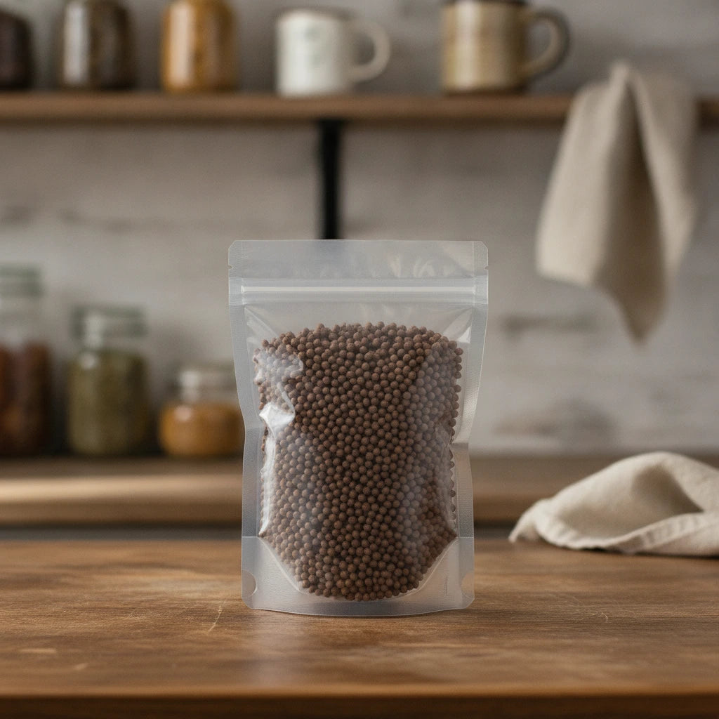 Paper Mulberry Fruit Whole (Broussonetia Papyrifera) | The herb/berry/powder/fruit/root/bark that is in the black bowl, i would like it to shown in a plastic stand up resalable pouch that is clear.