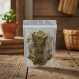 Patchouli Leaves Whole (Pogostemon Cablin) | The herb/berry/powder/fruit/root/bark that is in the black bowl, i would like it to shown in a plastic stand up resalable pouch that is clear.
