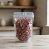 Pink Rose Buds & Petals Whole (Rosa Spp.) | The herb/berry/powder/fruit/root/bark that is in the black bowl, i would like it to shown in a plastic stand up resalable pouch that is clear.
