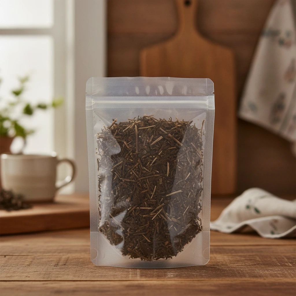 Plantain Leaf Cut (Plantago Major) | The herb/berry/powder/fruit/root/bark that is in the black bowl, i would like it to shown in a plastic stand up resalable pouch that is clear.