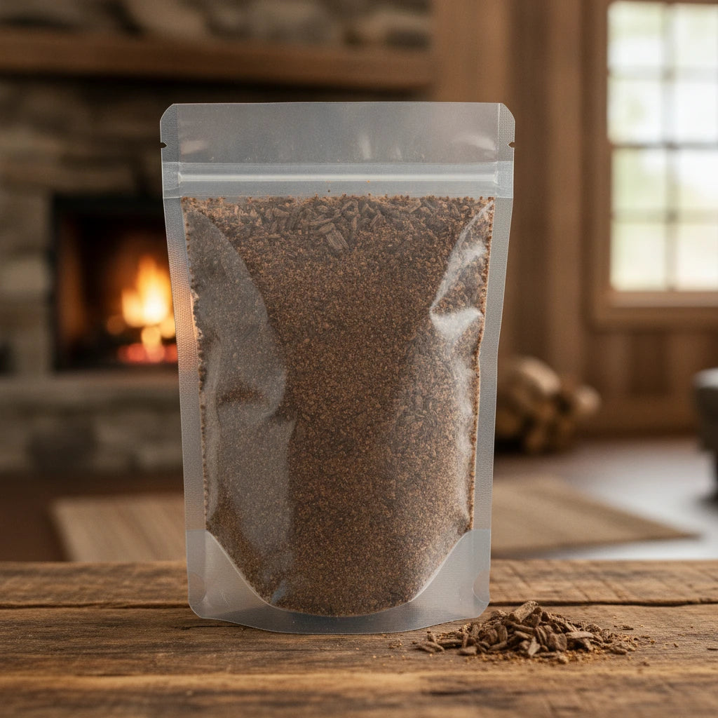 Rhubarb Root Cut (Rheum Officinalis) | The herb/berry/powder/fruit/root/bark that is in the black bowl, i would like it to shown in a plastic stand up resalable pouch that is clear.