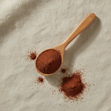 Rooibos Extract Powder (Aspalathus Linearis) | Create a luxurious, photorealistic product photograph featuring the original product naturally arranged in an elegant handcrafted wooden spoon on a soft, finely