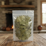 Sassafras Leaf Whole (Sassafras Albidium) | The herb/berry/powder/fruit/root/bark that is in the black bowl, i would like it to shown in a plastic stand up resalable pouch that is clear.