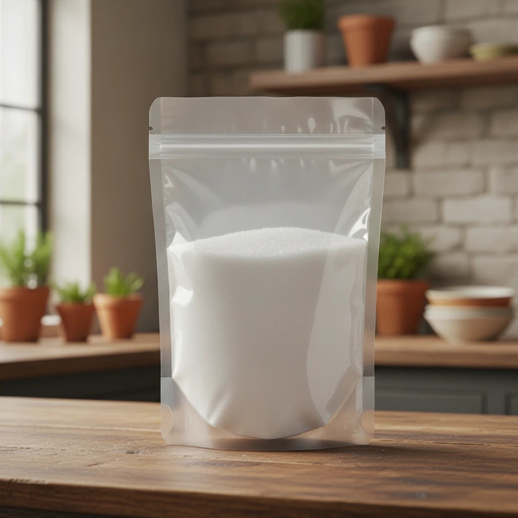 Sea Salt Fine | The herb/berry/powder/fruit/root/bark that is in the black bowl, i would like it to shown in a plastic stand up resalable pouch that is clear.