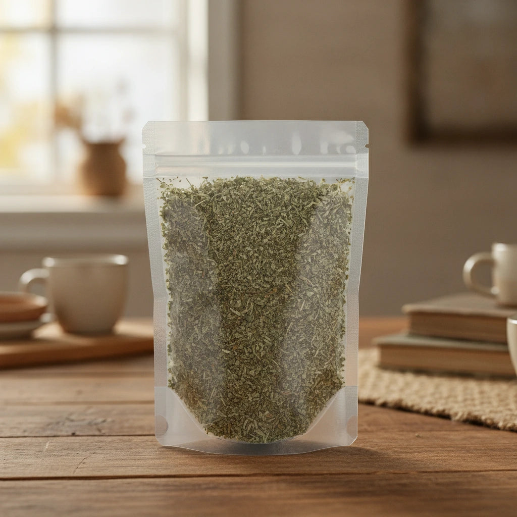 Silverweed Herb Whole (Potentilla Discolor) | The herb/berry/powder/fruit/root/bark that is in the black bowl, i would like it to shown in a plastic stand up resalable pouch that is clear.