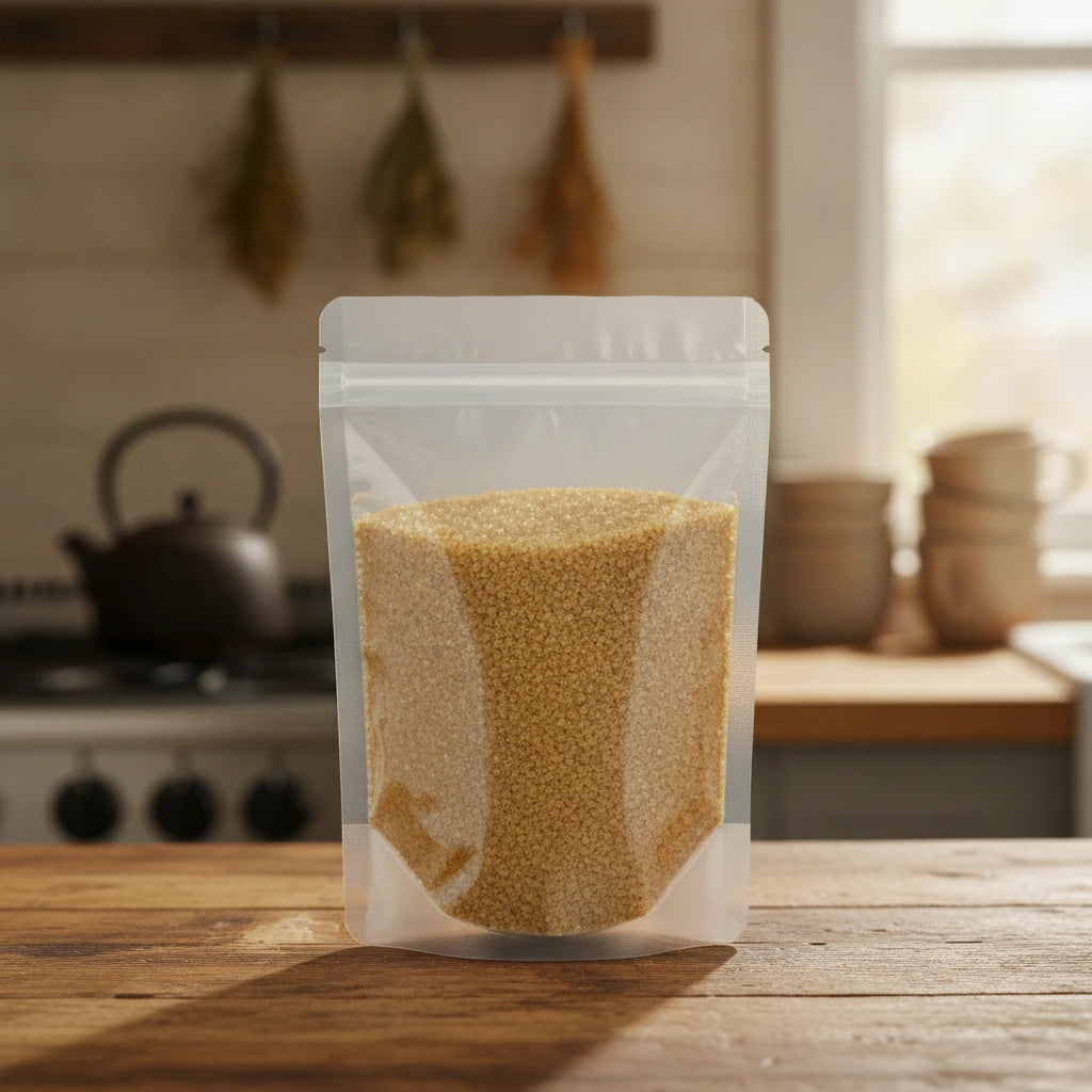 Solomon's Seal Root Granules (Polygonatum Odoratum) | The herb/berry/powder/fruit/root/bark that is in the black bowl, i would like it to shown in a plastic stand up resalable pouch that is clear.
