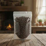 Steamed Evodia Fruit Whole (Evodia Rutaecarpa) | The herb/berry/powder/fruit/root/bark that is in the black bowl, i would like it to shown in a plastic stand up resalable pouch that is clear.