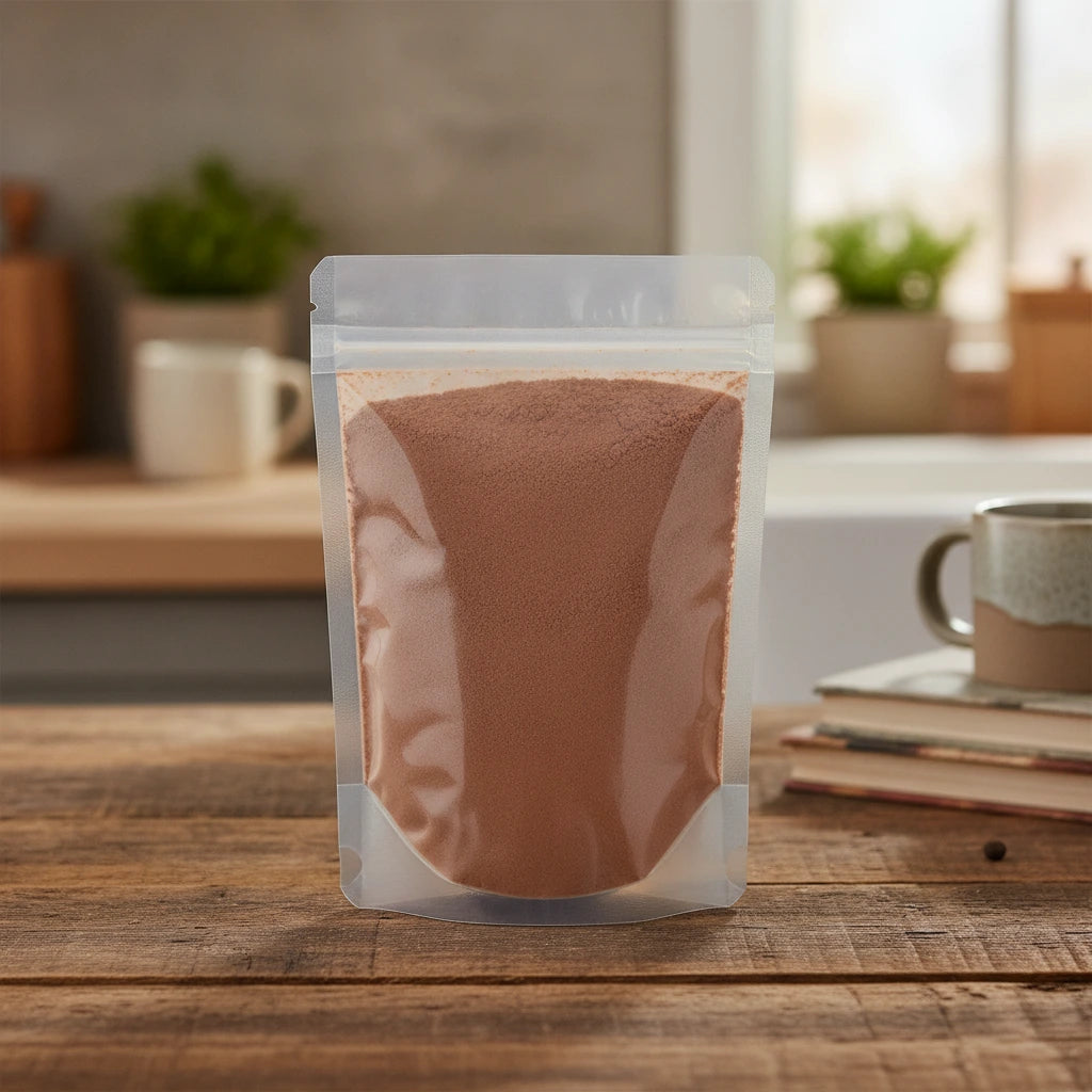 Super Berry Antioxidant Blend | The herb/berry/powder/fruit/root/bark that is in the black bowl, i would like it to shown in a plastic stand up resalable pouch that is clear.