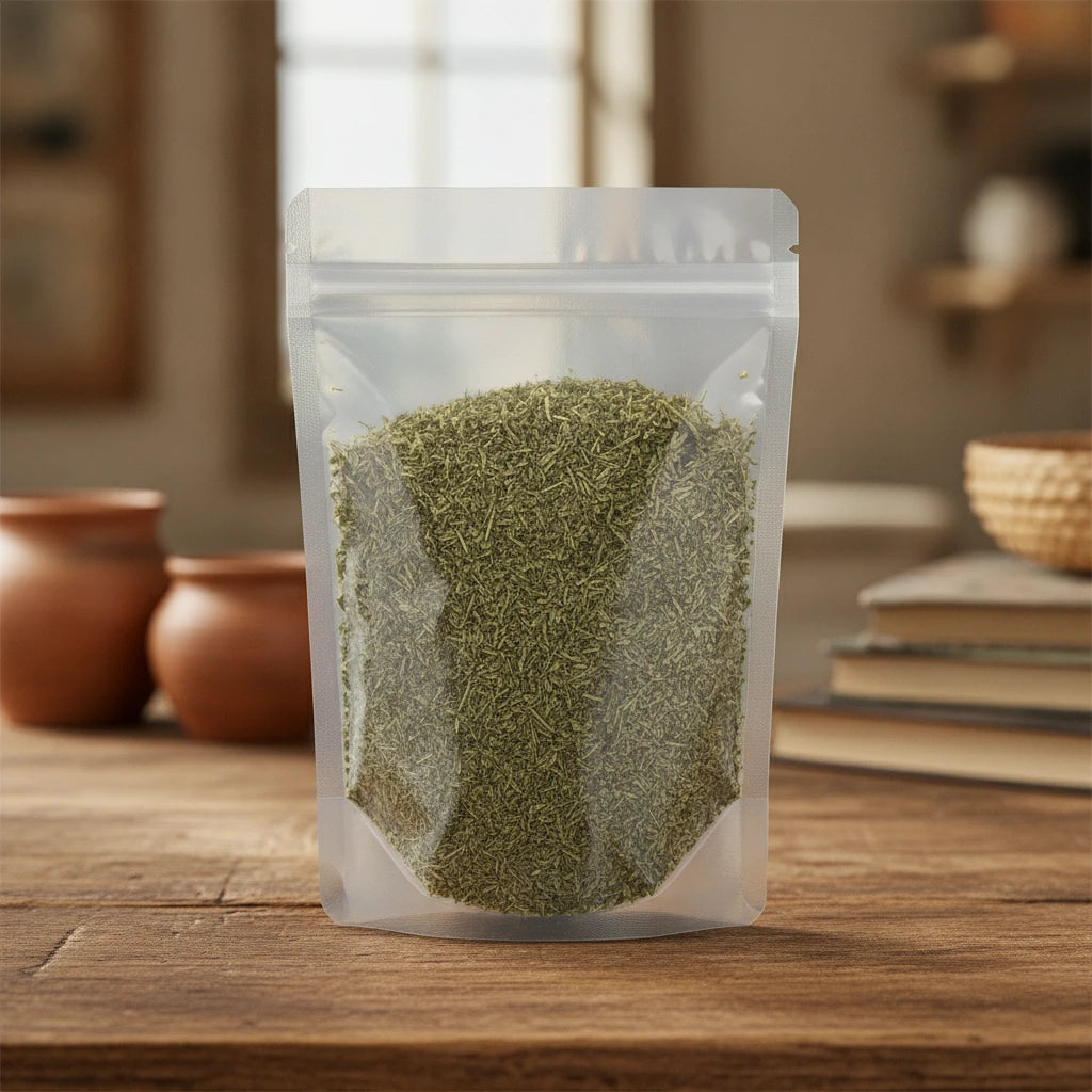 Thyme Leaf Cut (Thymus Vulgaris) | The herb/berry/powder/fruit/root/bark that is in the black bowl, i would like it to shown in a plastic stand up resalable pouch that is clear.