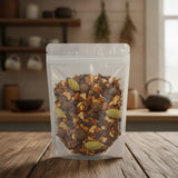 Up N' Atom Chai Tea | The herb/powder/tea that is in the black bowl, i would like it to shown in a plastic stand up resalable bag that is clear.
