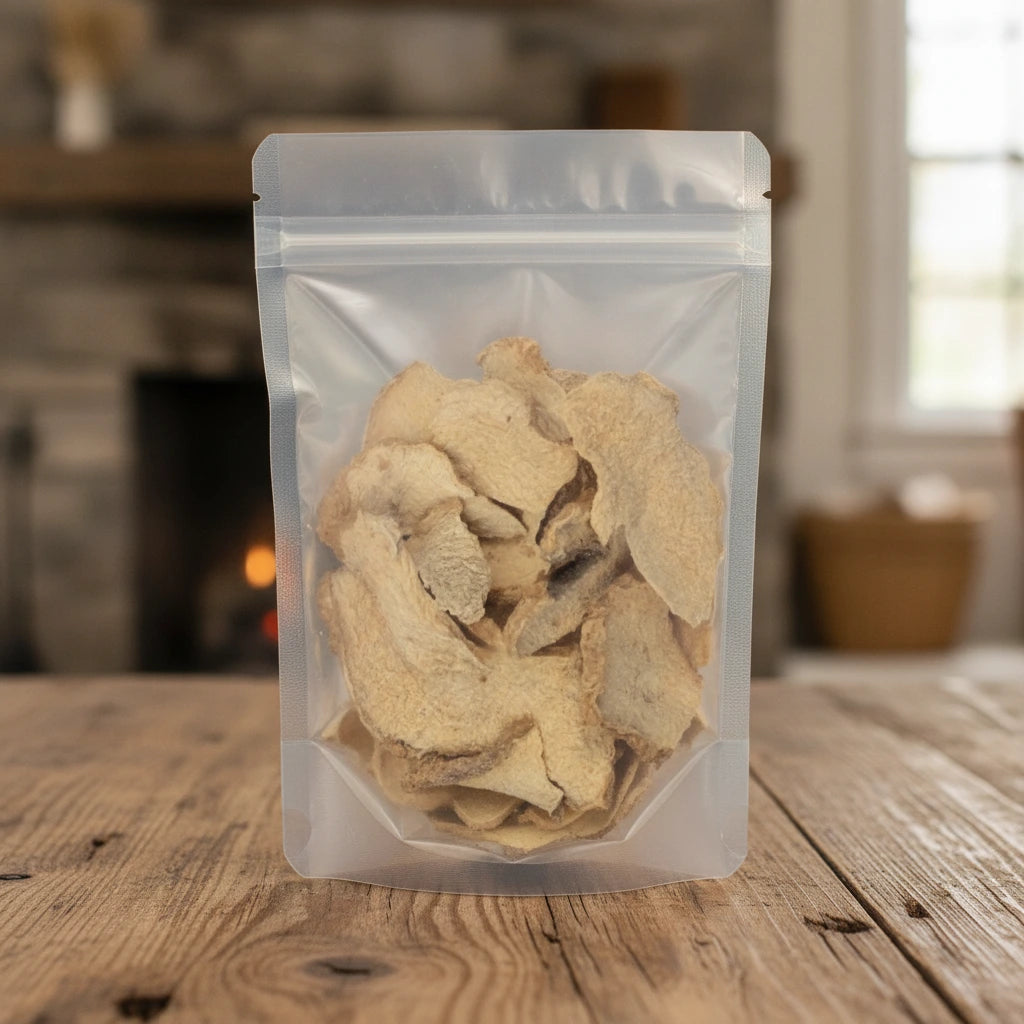 Wereke Root Pieces (Ibervillea Sonorae) | The herb/berry/powder/fruit/root/bark that is in the black bowl, i would like it to shown in a plastic stand up resalable pouch that is clear.