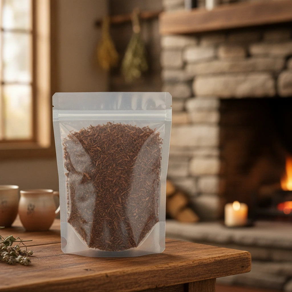 White Oak Bark Cut (Quercus Alba) | The herb/berry/powder/fruit/root/bark that is in the black bowl, i would like it to shown in a plastic stand up resalable pouch that is clear.