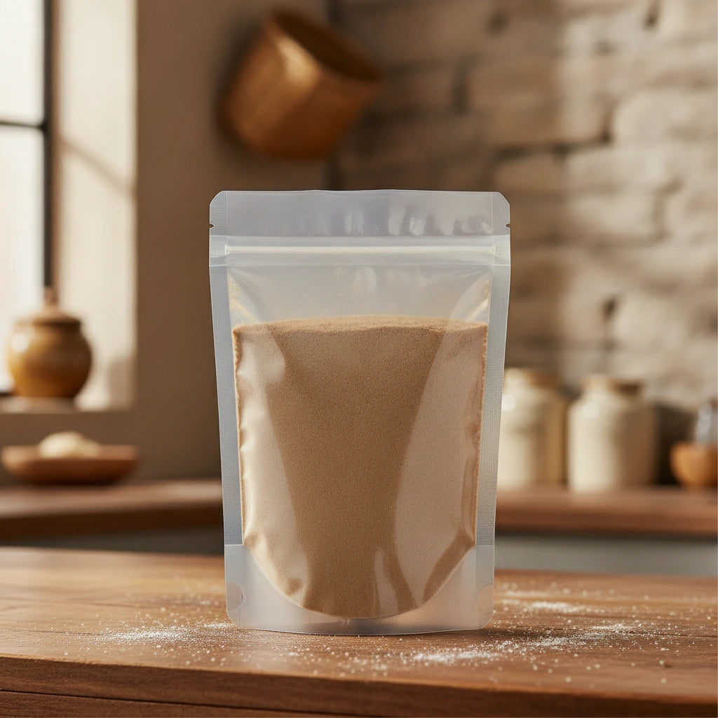 White Oak Bark Powder (Quercus Alba) | The herb/berry/powder/fruit/root/bark that is in the black bowl, i would like it to shown in a plastic stand up resalable pouch that is clear.