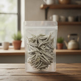White Sage Leaf Whole (Salvia apiana) | The herb/berry/powder/fruit/root/bark that is in the black bowl, i would like it to shown in a plastic stand up resalable pouch that is clear.