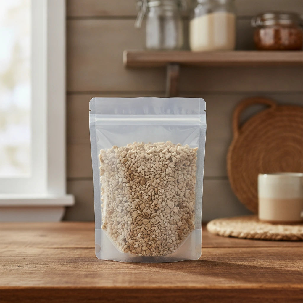 Wild Yam Root Cut (Dioscorea Composita) | The herb/berry/powder/fruit/root/bark that is in the black bowl, i would like it to shown in a plastic stand up resalable pouch that is clear.