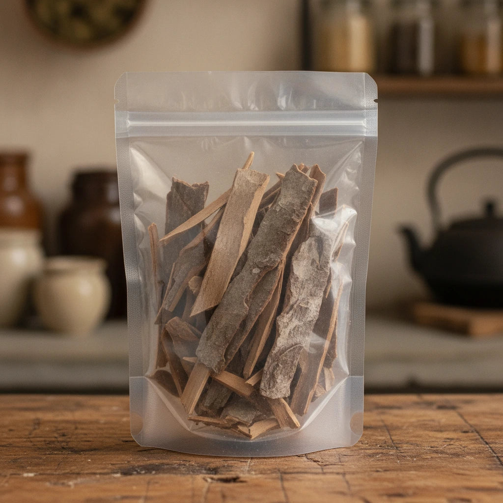 Witch Hazel Bark Whole (Hamamelis virginiana) | The herb/berry/powder/fruit/root/bark that is in the black bowl, i would like it to shown in a plastic stand up resalable pouch that is clear.