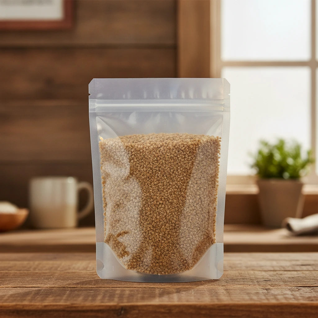 Yarrow Flowers Cut (Achilea Millefolium) | The herb/berry/powder/fruit/root/bark that is in the black bowl, i would like it to shown in a plastic stand up resalable pouch that is clear.