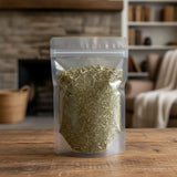 Yerba Mate Leaf Cut (Ilex Paraguariensis) | The herb/berry/powder/fruit/root/bark that is in the black bowl, i would like it to shown in a plastic stand up resalable pouch that is clear.