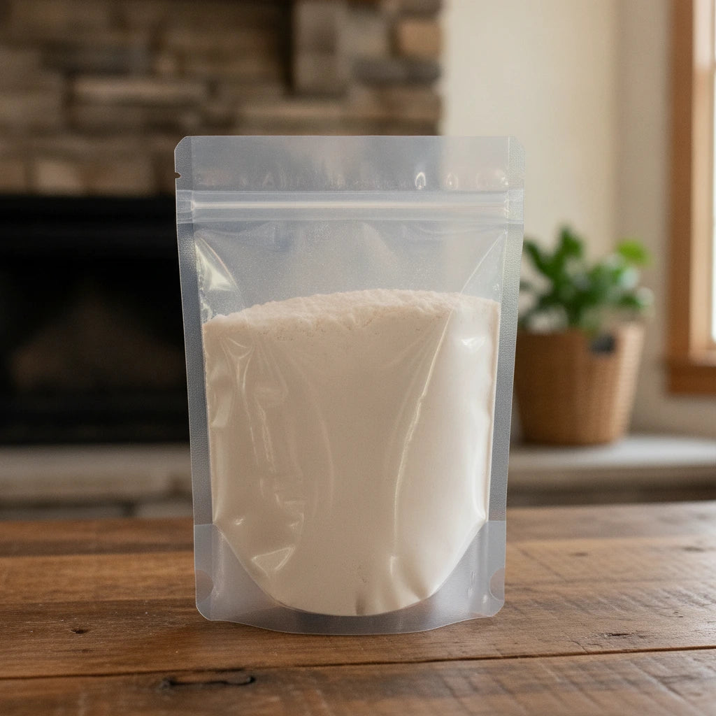 Yucca Root Powder (Yucca Schidigera) | The herb/berry/powder/fruit/root/bark that is in the black bowl, i would like it to shown in a plastic stand up resalable pouch that is clear.